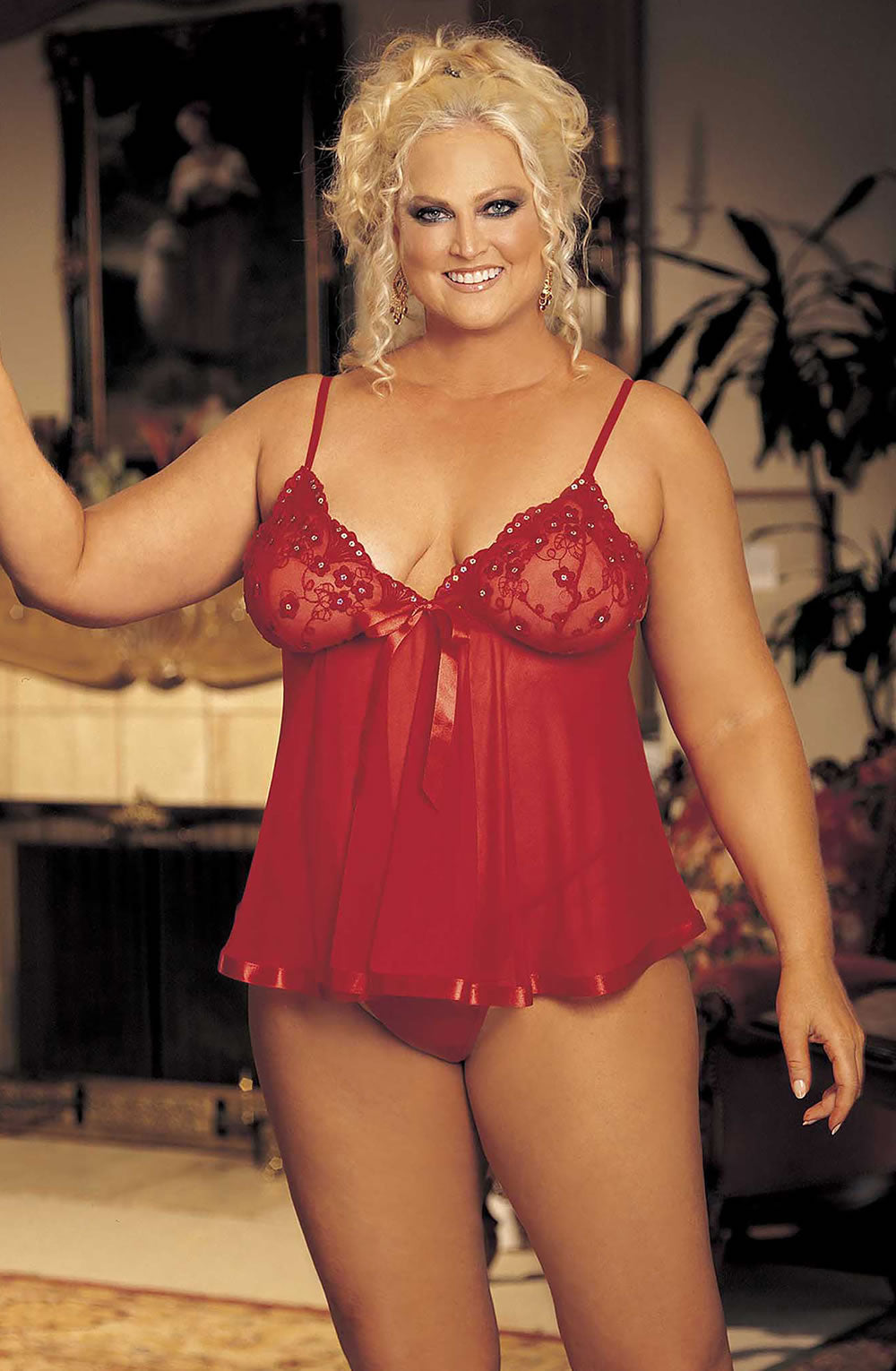 Babydoll Set Plus Size by Shirley of Hollywood Red