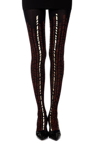 Zohara Cross It Burgundy/Gold Print Tights Hosiery