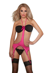 Yesx YX919 Corset Lingerie Set Rose/Black