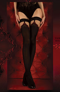 Ballerina 345 Hold Ups Nero (Black)/Red