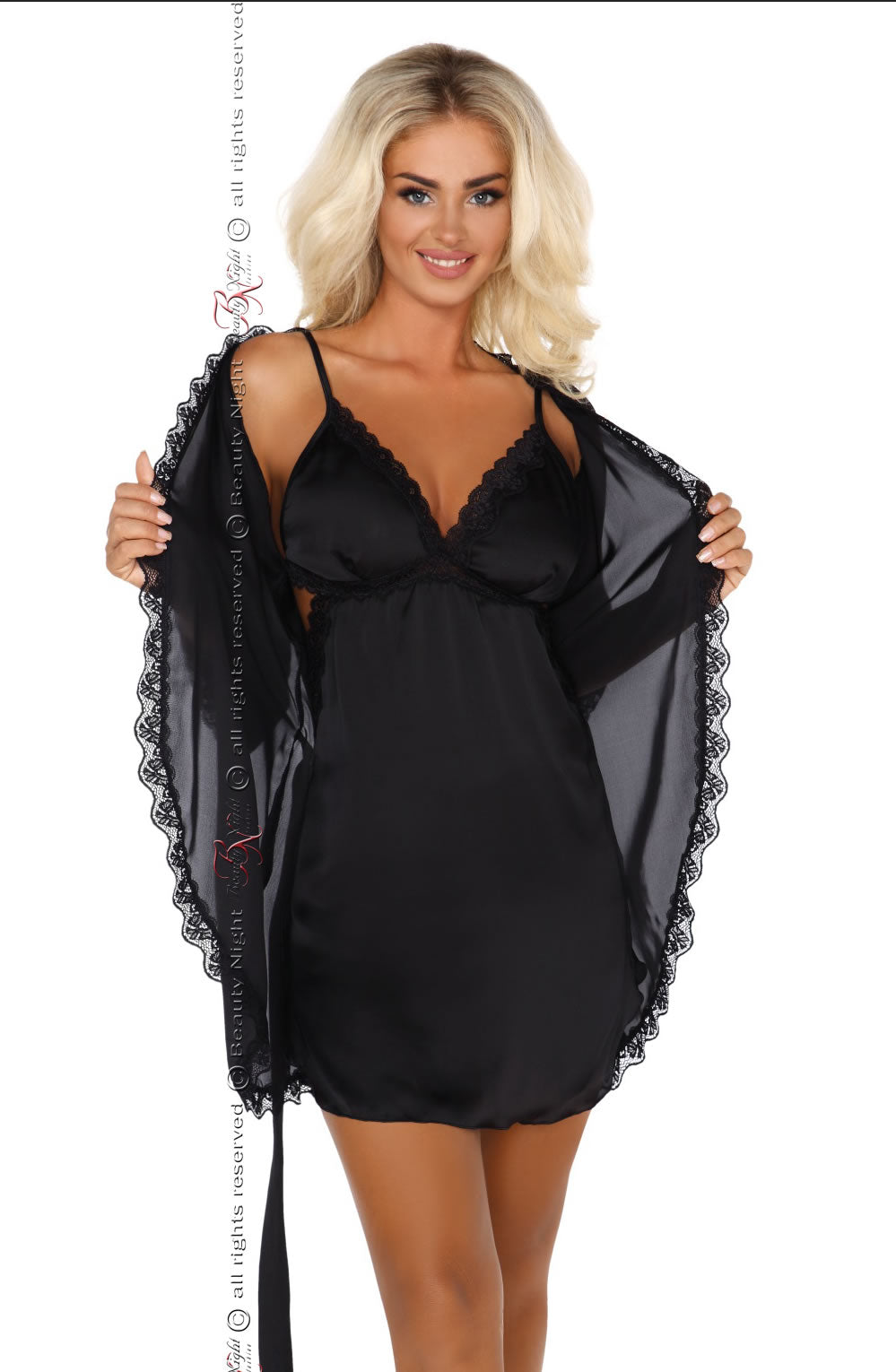Beauty Night Shannon Dressing Gown Black