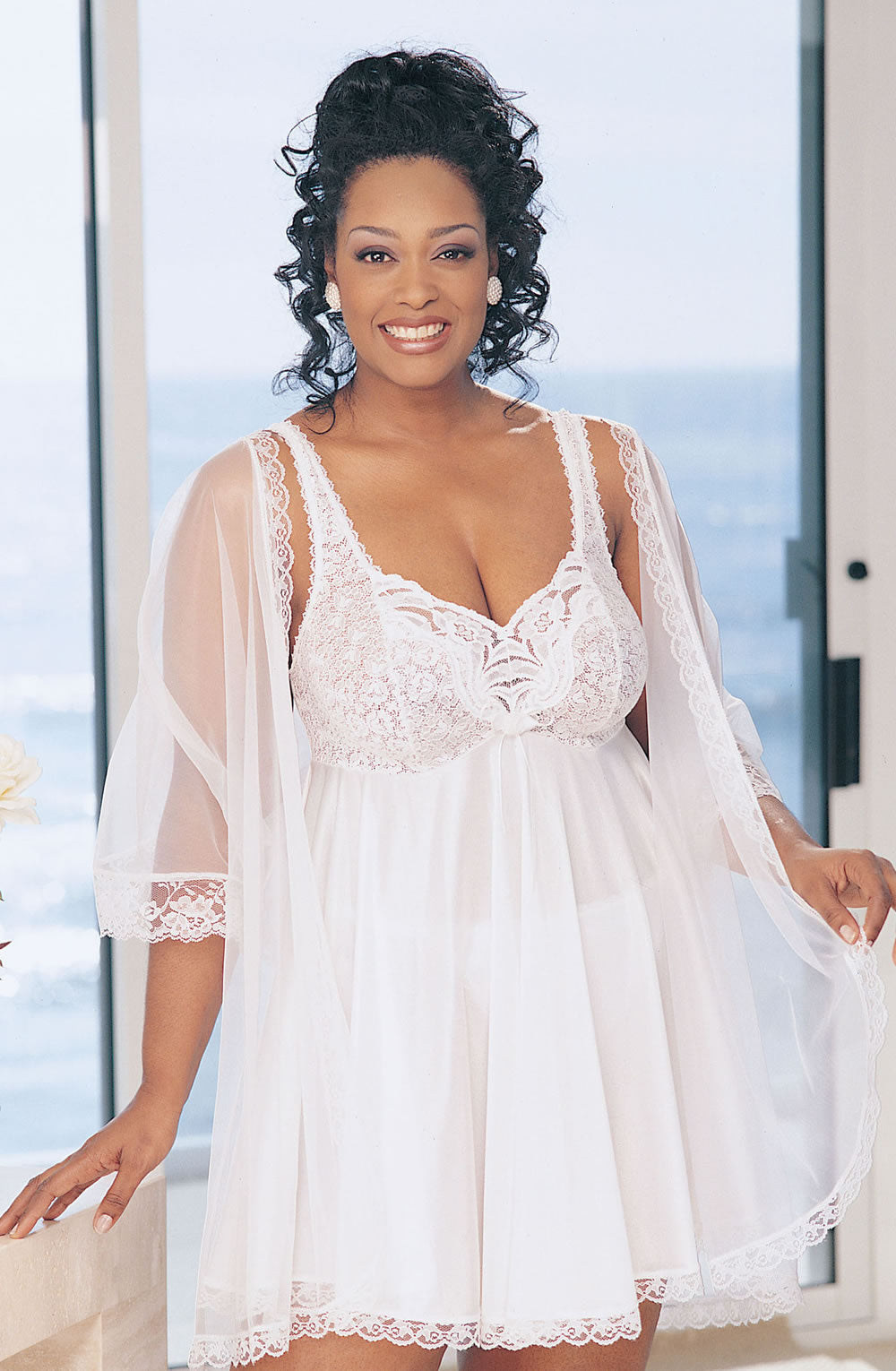 Babydoll Set Plus Size 3 Piece by Shirley of Hollywood SOH-IA X3595  White
